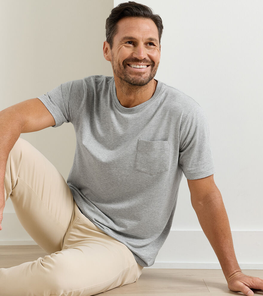 Crown Comfort Heathered Short-Sleeve Pocket Tee COASTAL GREY
