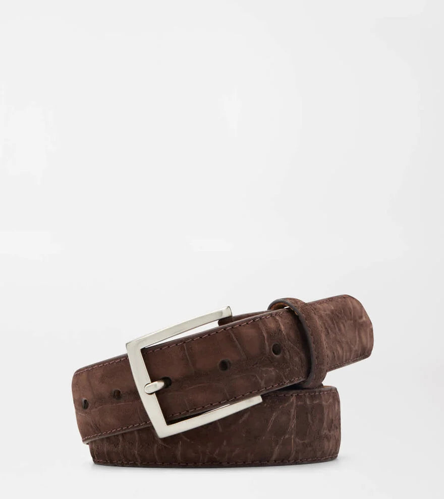 Excursionist Nubuck Alligator Belt CHOCOLATE