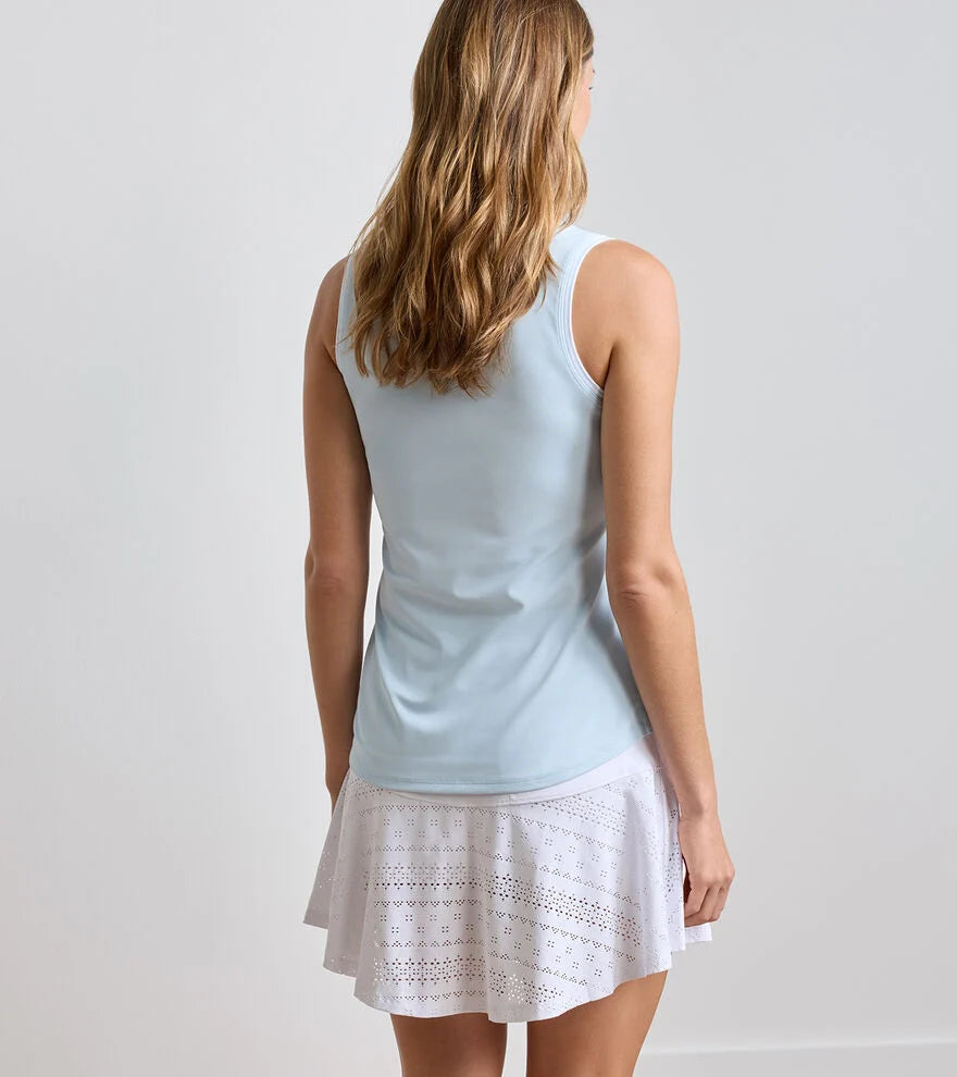 Canterbury Tipped Sport Mesh Sleeveless Polo BLUE BRISK/WHITE
