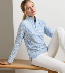 Vino Flora Perth Performance Quarter-Zip BLUE STARLING