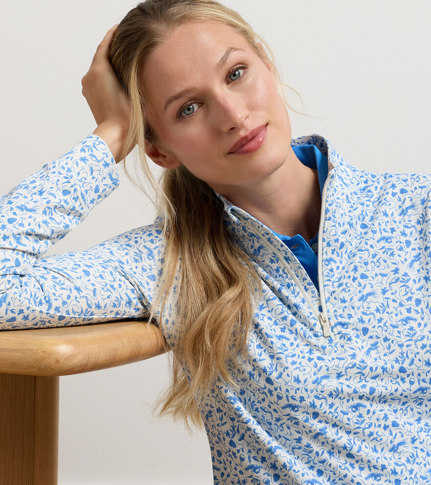 Vino Flora Perth Performance Quarter-Zip BLUE STARLING