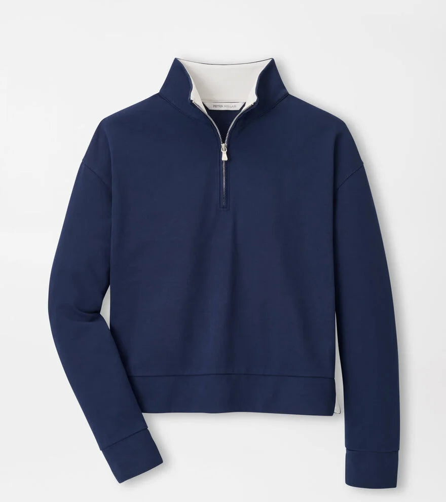 Coolspun Lite Cotton Quarter-Zip Pullover NAVY / SOFT WHITE