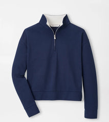 Coolspun Lite Cotton Quarter-Zip Pullover NAVY / SOFT WHITE