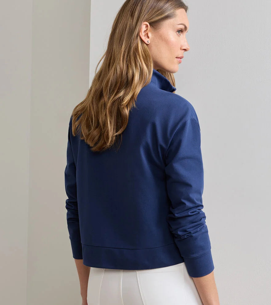 Coolspun Lite Cotton Quarter-Zip Pullover NAVY / SOFT WHITE